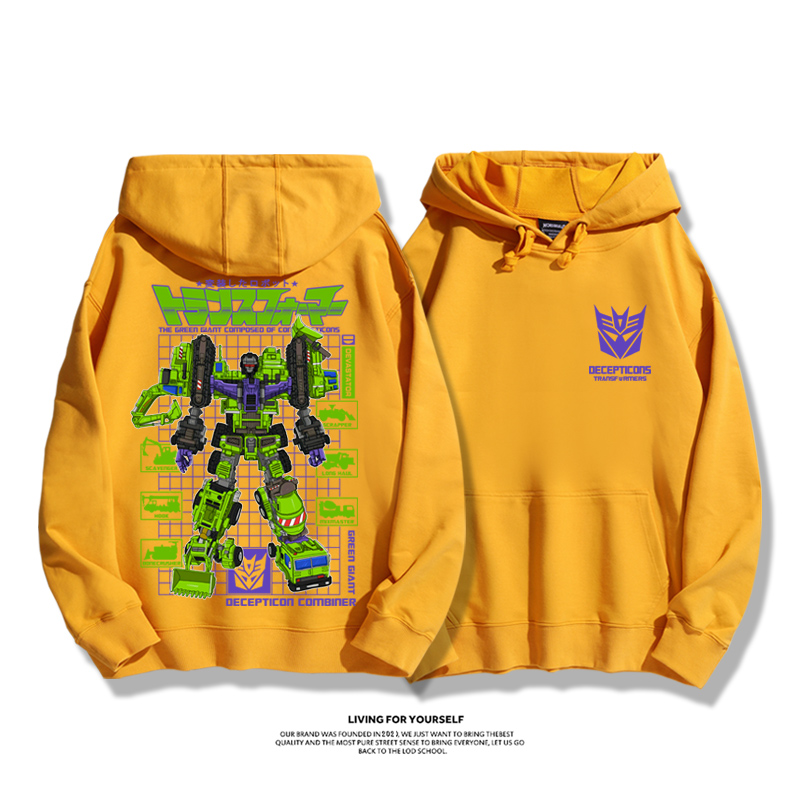 變形金剛聯名衛衣2023秋冬新款親子情侶裝薄絨款連帽衛衣