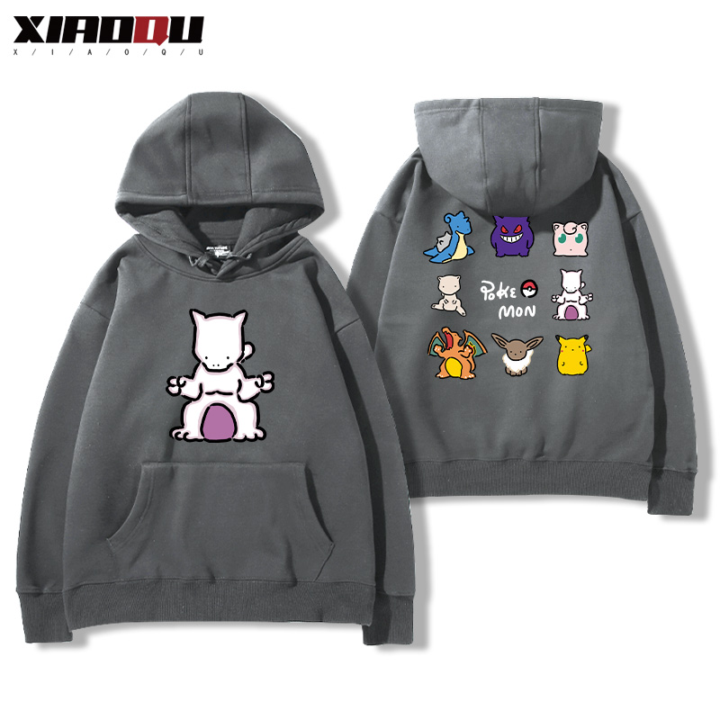 寶可夢聯名衛衣2024秋冬新款親子情侶裝薄絨款連帽衛衣