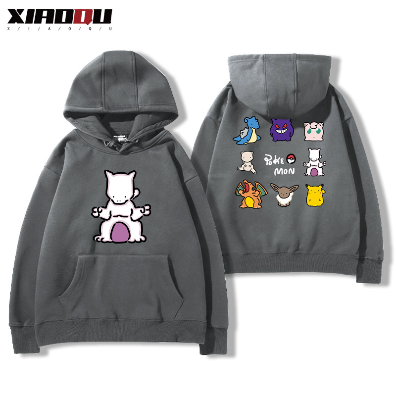 寶可夢聯名衛衣2024秋冬新款親子情侶裝薄絨款連帽衛衣