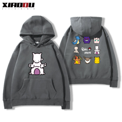 寶可夢聯名衛衣2024秋冬新款親子情侶裝薄絨款連帽衛衣