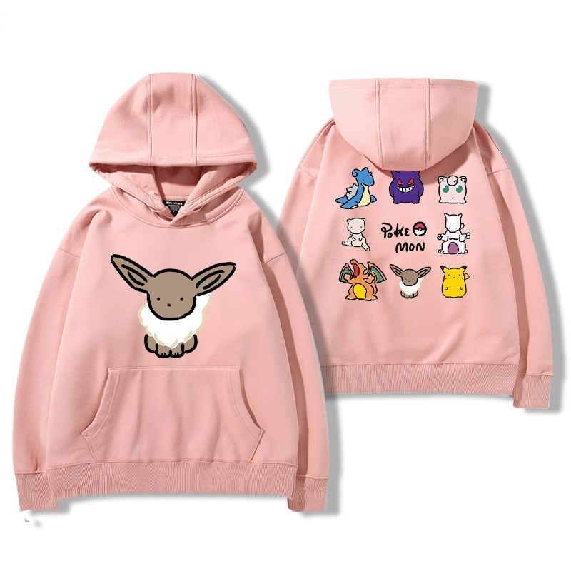 寶可夢聯名衛衣2024秋冬新款親子情侶裝薄絨款連帽衛衣