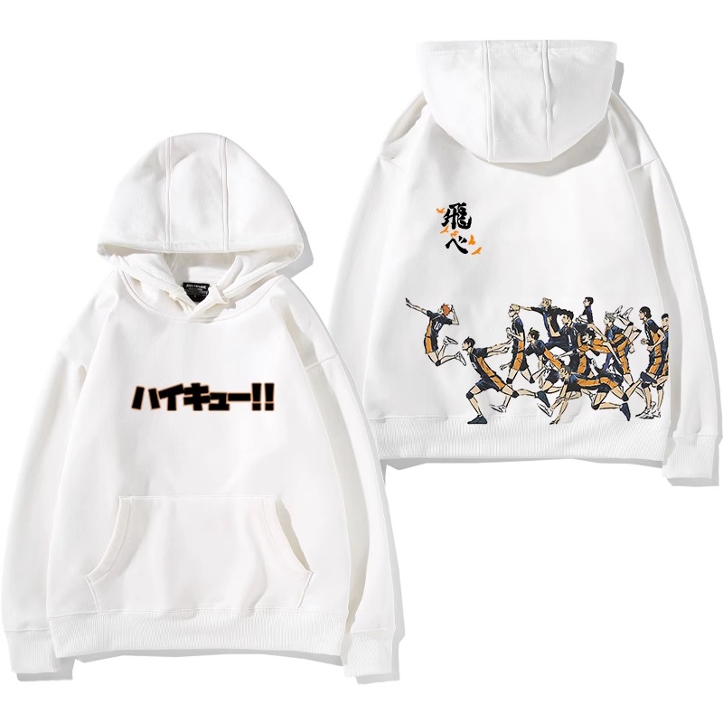 排球少年聯名衛衣2024秋冬新款親子情侶裝薄絨款連帽衛衣