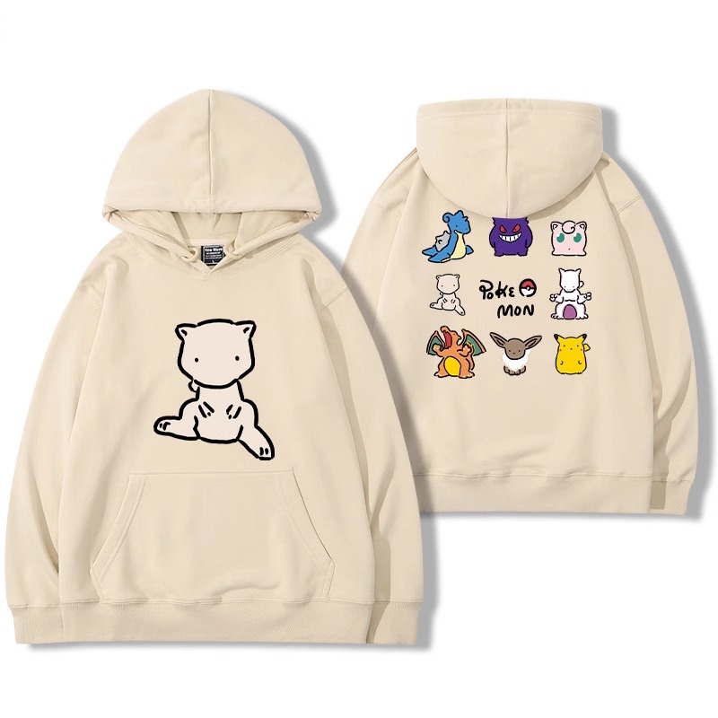 寶可夢聯名衛衣2024秋冬新款親子情侶裝薄絨款連帽衛衣