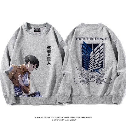 進擊的巨人 聯名衛衣2024秋冬新款親子情侶裝薄絨款連帽衛衣