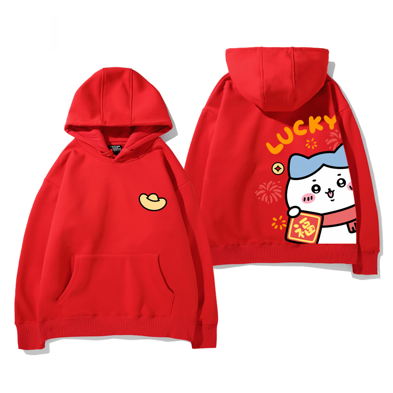 chiikawa 2024秋冬新款親子情侶裝薄絨款連帽衛衣