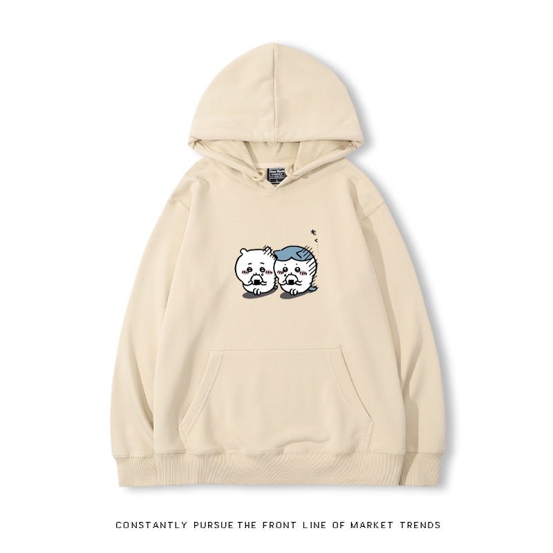 Chiikawa聯名衛衣2024秋冬新款親子情侶裝薄絨款連帽衛衣