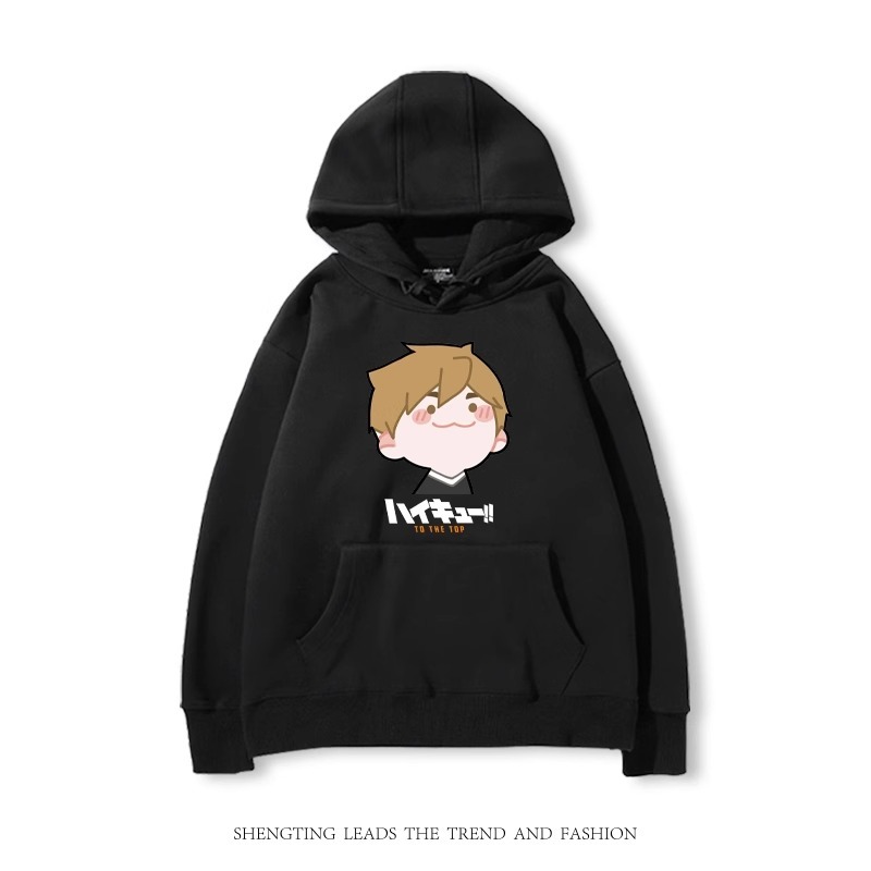 排球少年聯名衛衣2024秋冬新款親子情侶裝薄絨款連帽衛衣