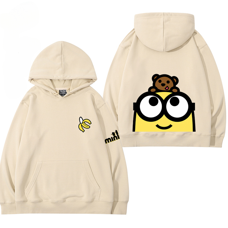 小黃人 聯名衛衣2024秋冬新款親子情侶裝薄絨款連帽衛衣
