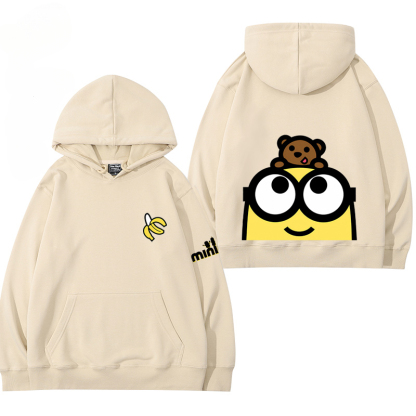小黃人 聯名衛衣2024秋冬新款親子情侶裝薄絨款連帽衛衣