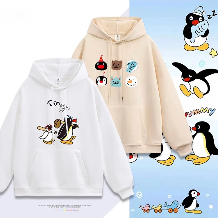 企鵝家族pingu 聯名衛衣2025秋冬新款 親子情侶裝連帽衛衣
