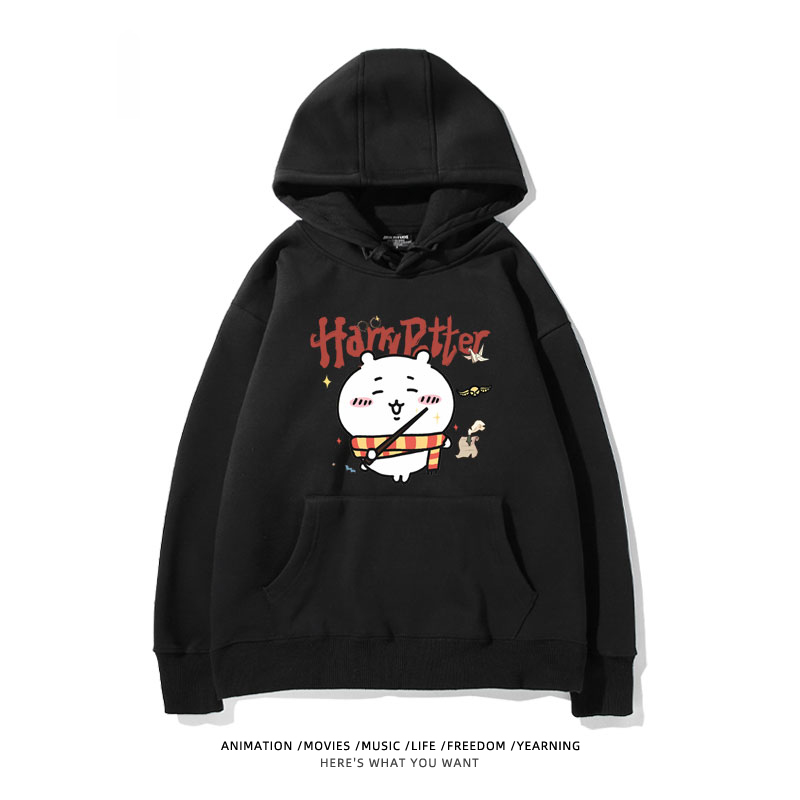 Chiikawa聯名衛衣2024秋冬新款親子情侶裝薄絨款連帽衛衣