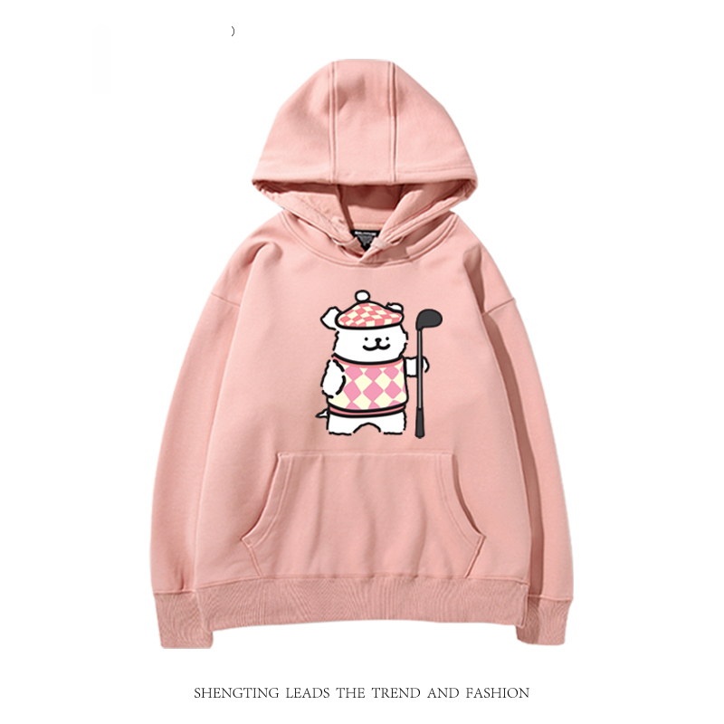 線條小狗 2024秋冬新款親子情侶裝薄絨款連帽衛衣