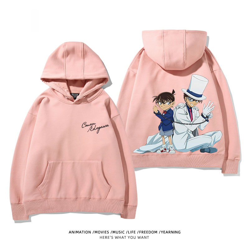 名偵探柯南 聯名衛衣2024秋冬新款親子情侶裝薄絨款連帽衛衣