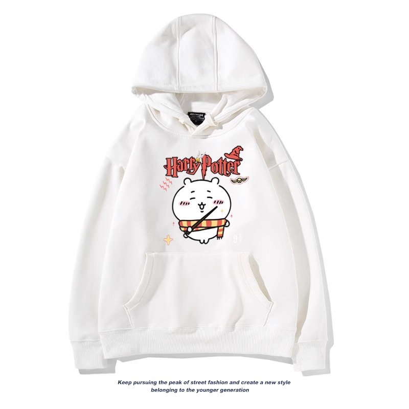 Chiikawa聯名衛衣2024秋冬新款親子情侶裝薄絨款連帽衛衣