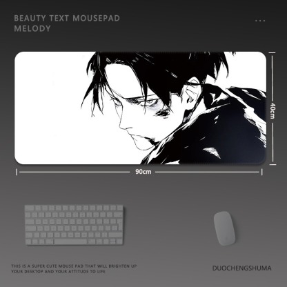 黑白動漫電競超大遊戲加厚防滑鼠標墊