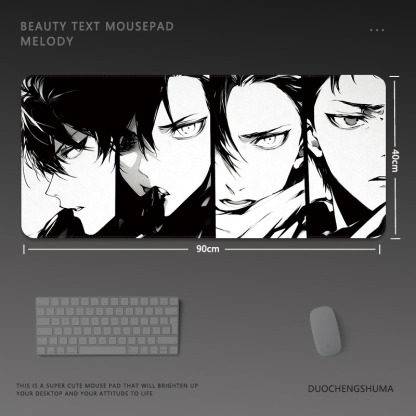 黑白動漫電競超大遊戲加厚防滑鼠標墊