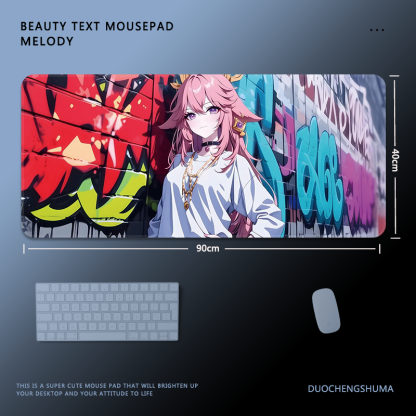 塗鴉墻動漫電競超大遊戲加厚防滑鼠標墊