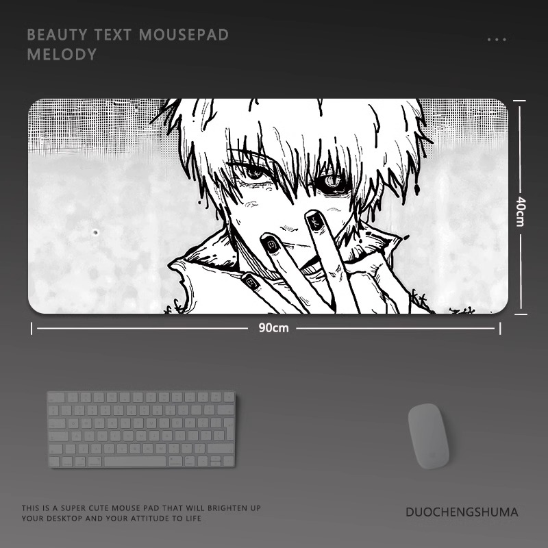 黑白動漫電競超大遊戲加厚防滑鼠標墊