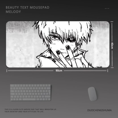 黑白動漫電競超大遊戲加厚防滑鼠標墊