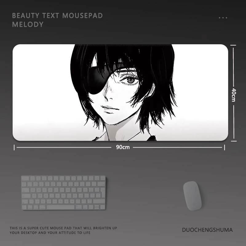 黑白動漫電競超大遊戲加厚防滑鼠標墊
