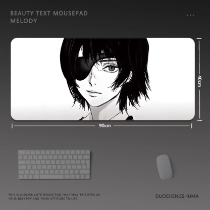 黑白動漫電競超大遊戲加厚防滑鼠標墊