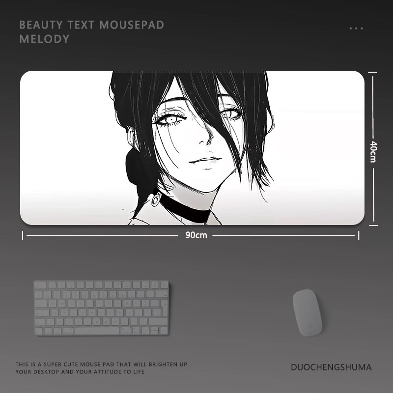 黑白動漫電競超大遊戲加厚防滑鼠標墊
