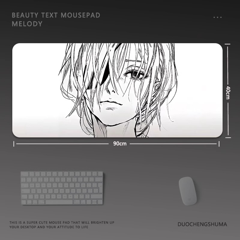 黑白動漫電競超大遊戲加厚防滑鼠標墊