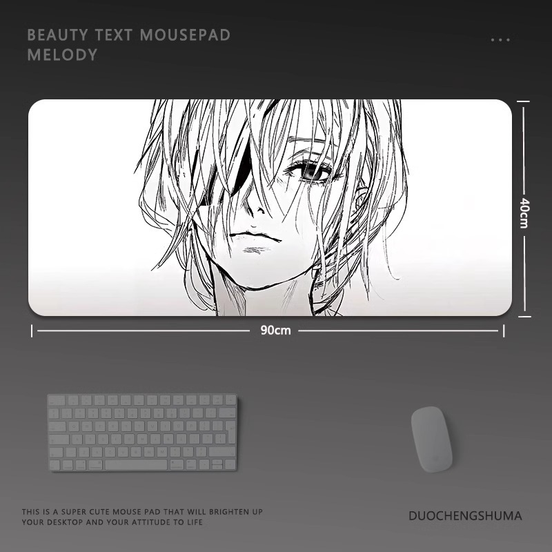 黑白動漫電競超大遊戲加厚防滑鼠標墊