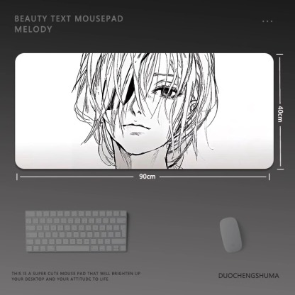黑白動漫電競超大遊戲加厚防滑鼠標墊