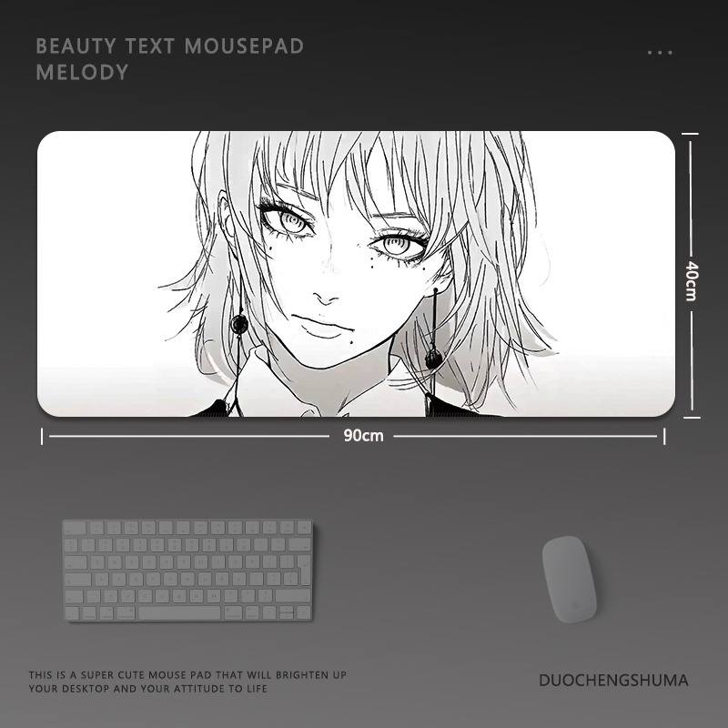 黑白動漫電競超大遊戲加厚防滑鼠標墊
