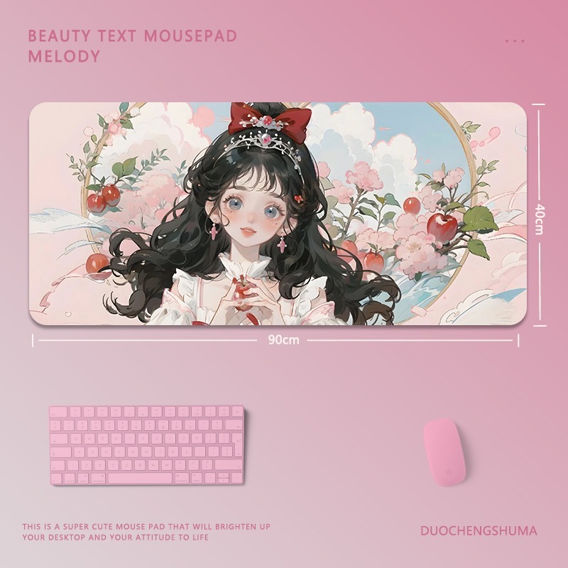 可愛卡通女孩電競超大遊戲加厚防滑鼠標墊