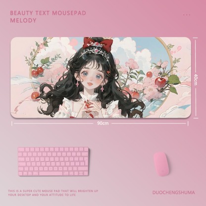 可愛卡通女孩電競超大遊戲加厚防滑鼠標墊