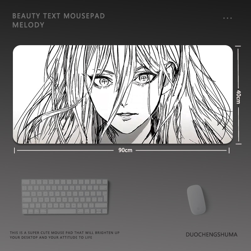黑白動漫電競超大遊戲加厚防滑鼠標墊