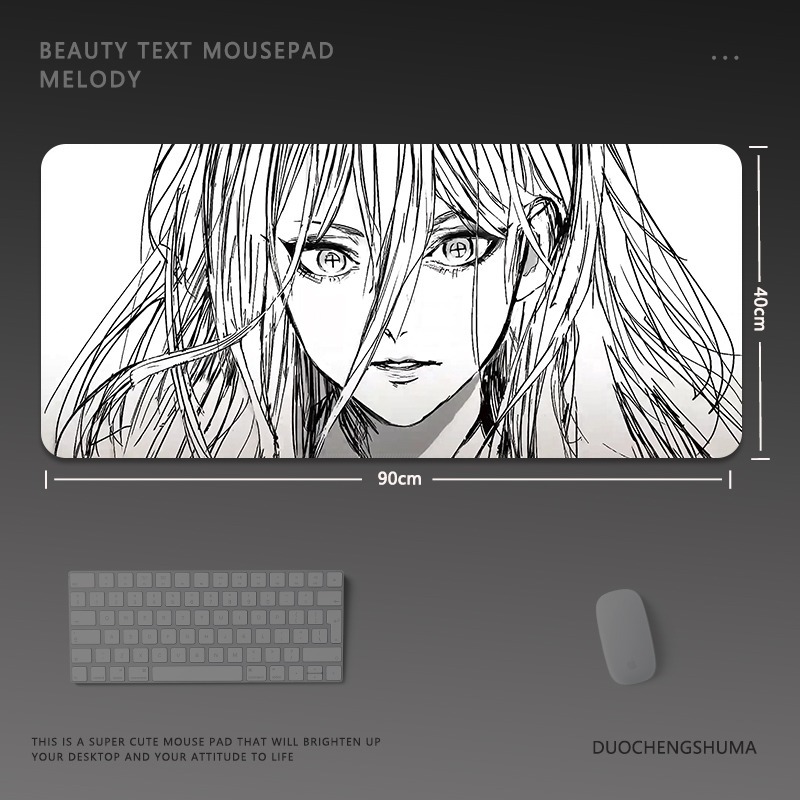 黑白動漫電競超大遊戲加厚防滑鼠標墊