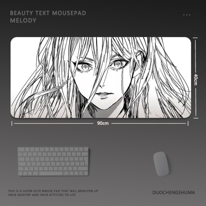 黑白動漫電競超大遊戲加厚防滑鼠標墊