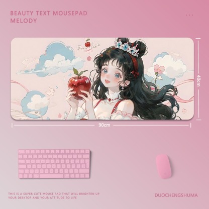 可愛卡通女孩電競超大遊戲加厚防滑鼠標墊