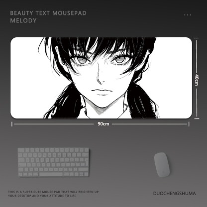 黑白動漫電競超大遊戲加厚防滑鼠標墊