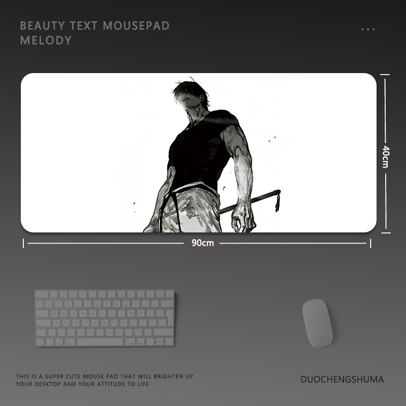 黑白動漫電競超大遊戲加厚防滑鼠標墊