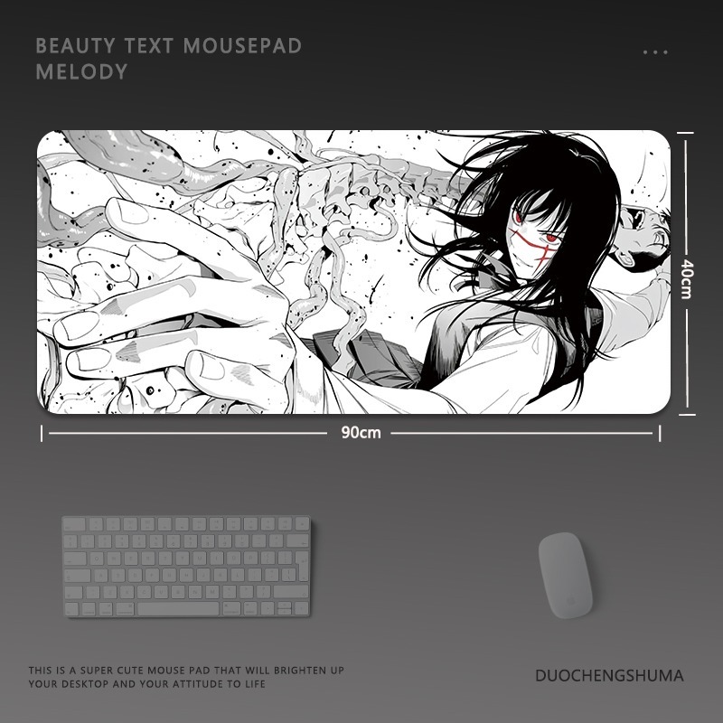 黑白動漫電競超大遊戲加厚防滑鼠標墊