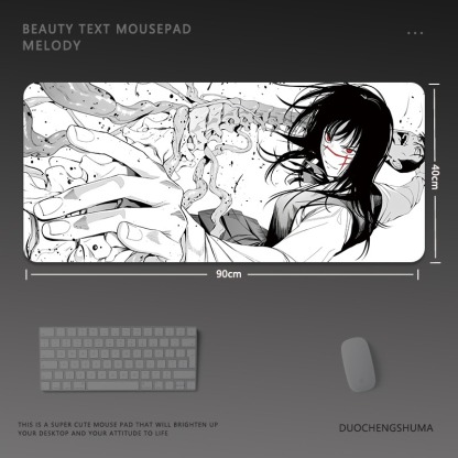 黑白動漫電競超大遊戲加厚防滑鼠標墊