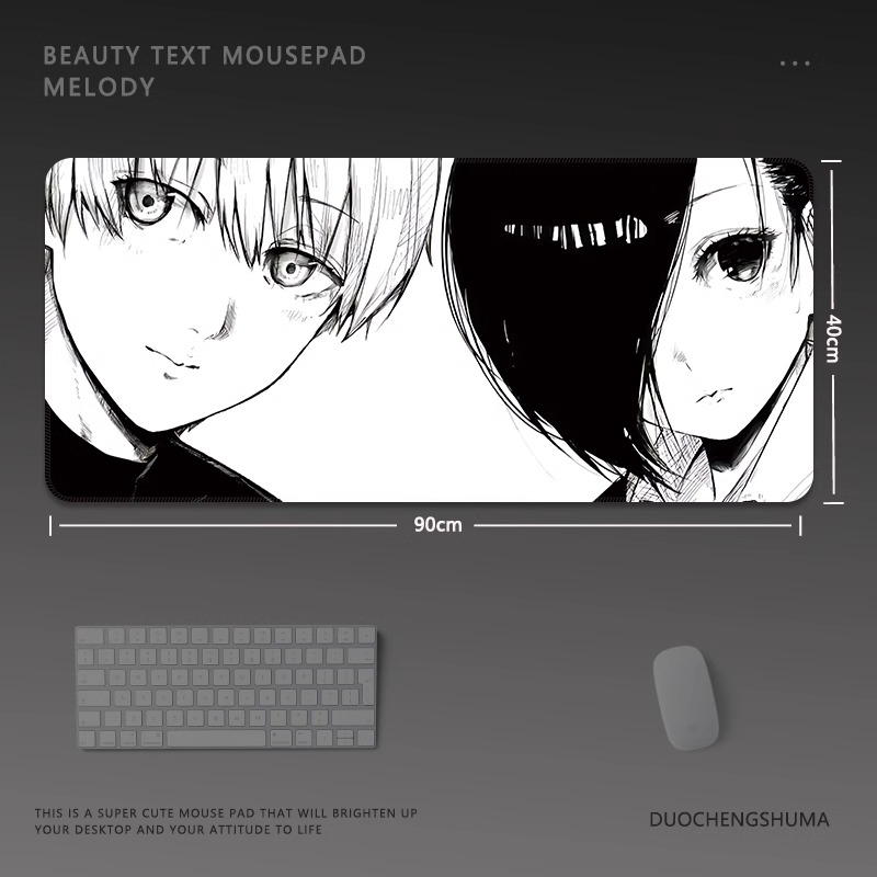 黑白動漫電競超大遊戲加厚防滑鼠標墊