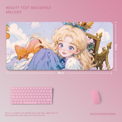 可愛卡通女孩電競超大遊戲加厚防滑鼠標墊