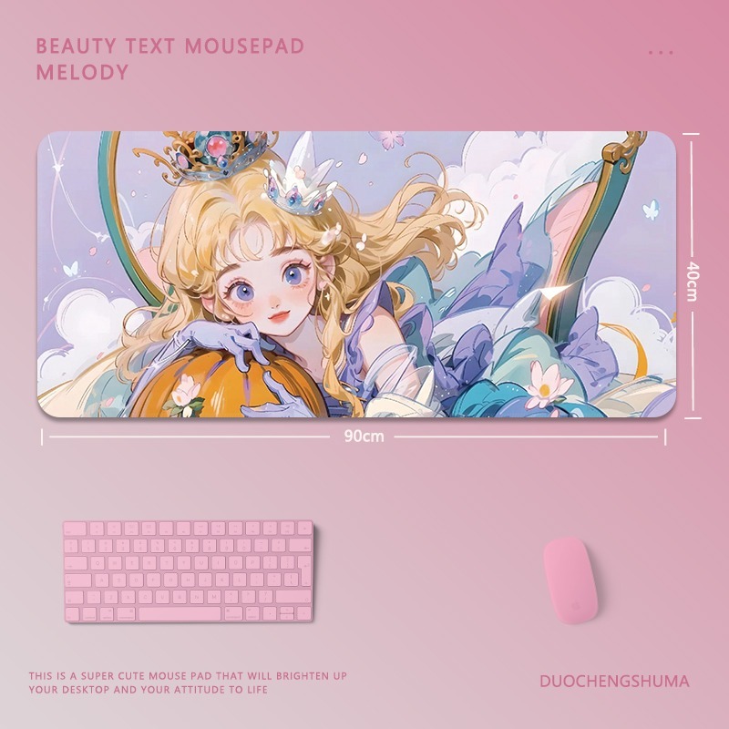 可愛卡通女孩電競超大遊戲加厚防滑鼠標墊
