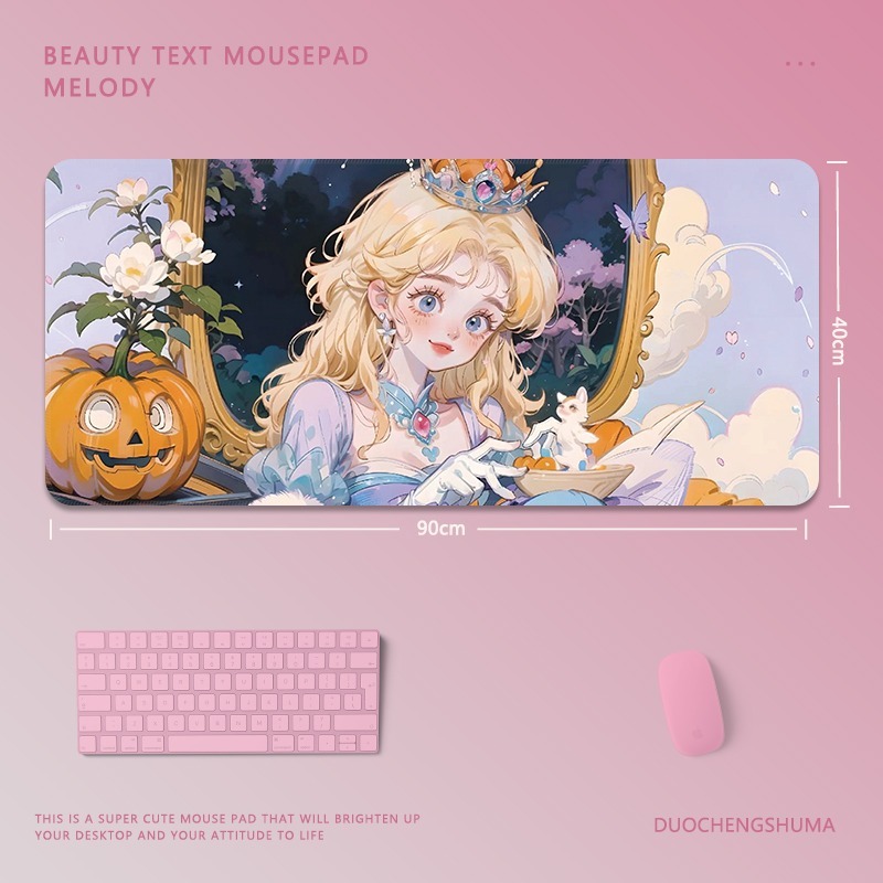 可愛卡通女孩電競超大遊戲加厚防滑鼠標墊