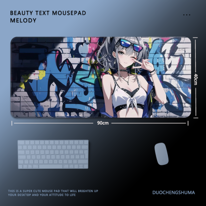塗鴉墻動漫電競超大遊戲加厚防滑鼠標墊