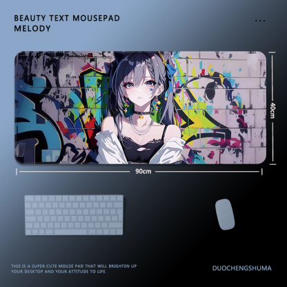 塗鴉墻動漫電競超大遊戲加厚防滑鼠標墊