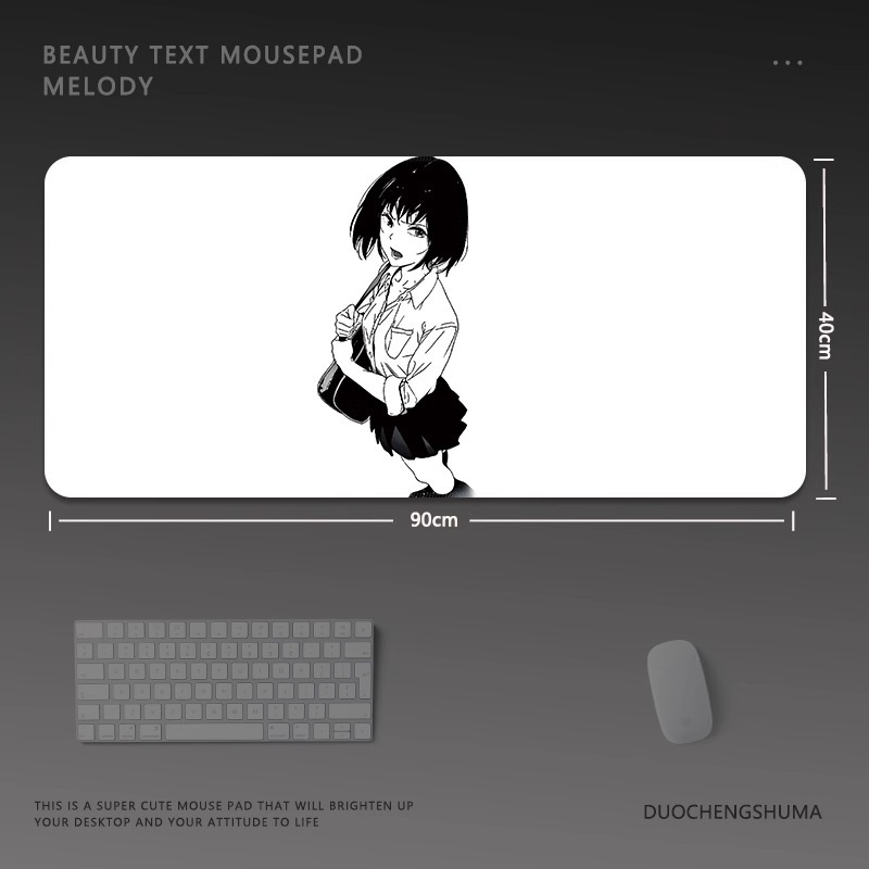 黑白動漫電競超大遊戲加厚防滑鼠標墊