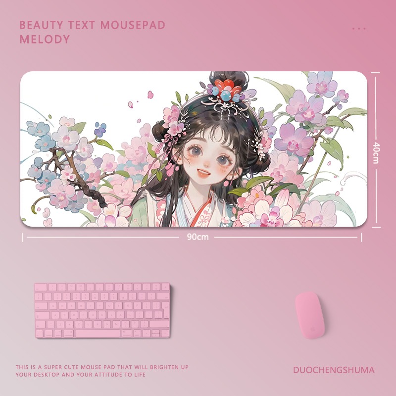 可愛卡通女孩電競超大遊戲加厚防滑鼠標墊