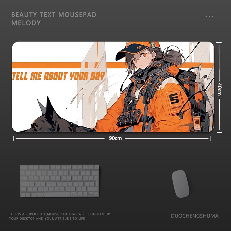 塗鴉黑貓女孩電競超大遊戲加厚防滑鼠標墊