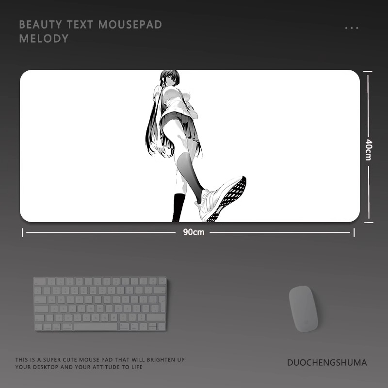 黑白動漫電競超大遊戲加厚防滑鼠標墊